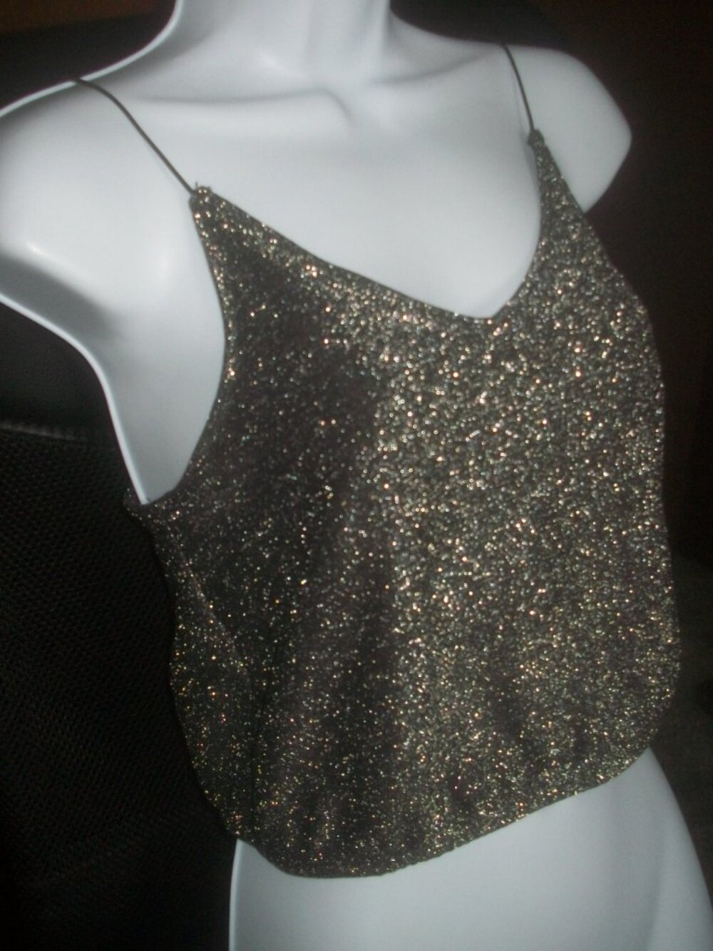 womens crop top.camisole.silver metallic.size medium